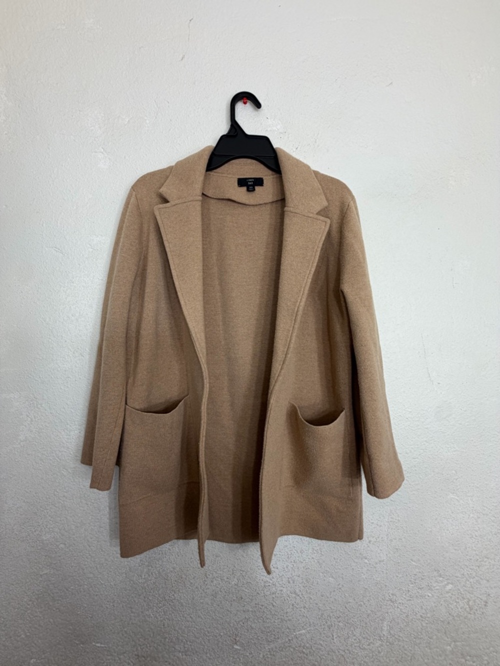 J.Crew Sophie Open-Front Sweater-Blazer Camel XS Wool Cotton J0244